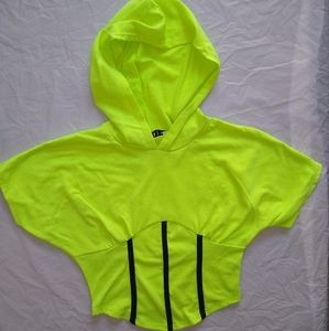 Love J Crop Top Hooded Casual Summer Party Vacation Rave Festival Bright Neon